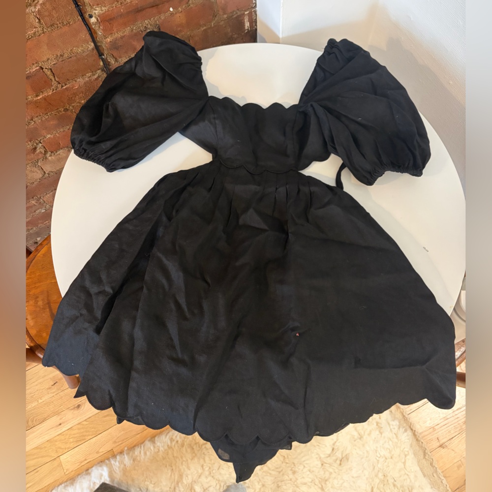 Zimmermann Black Scalloped-edge Cutout Mini Dress